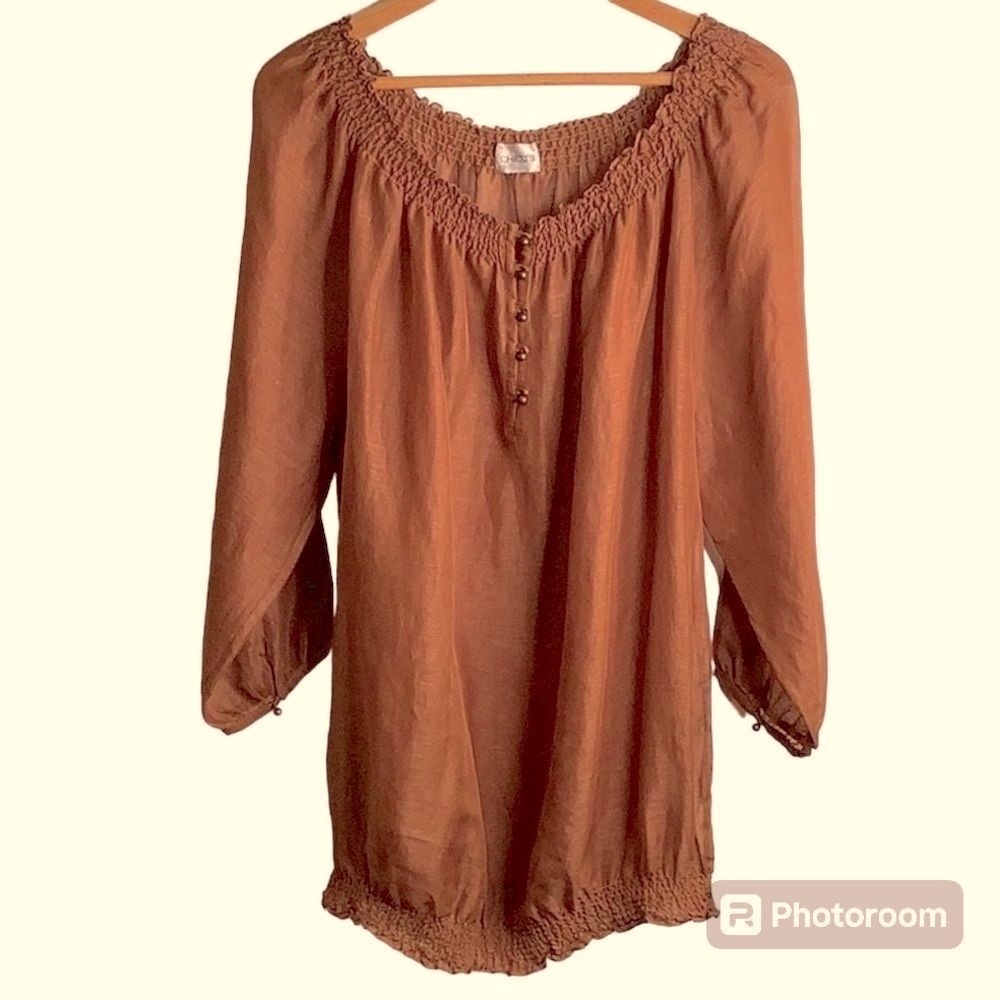 CHICO’S Semi-Sheer Copper color Top L